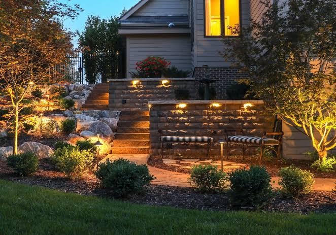 Nighttime landscape garden lighting