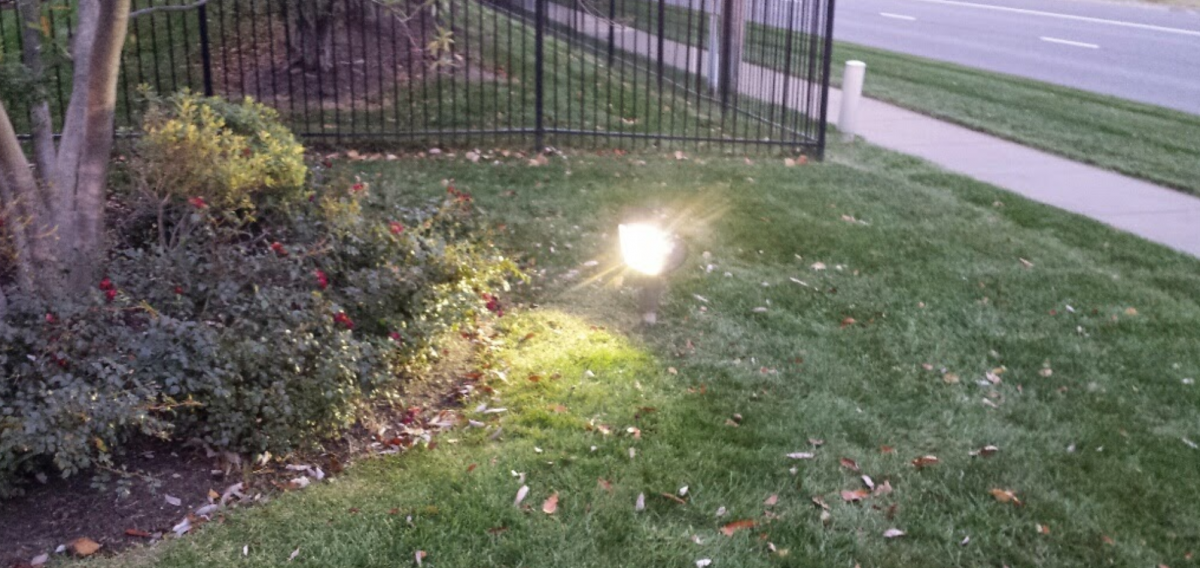 Landscape lamp post installation